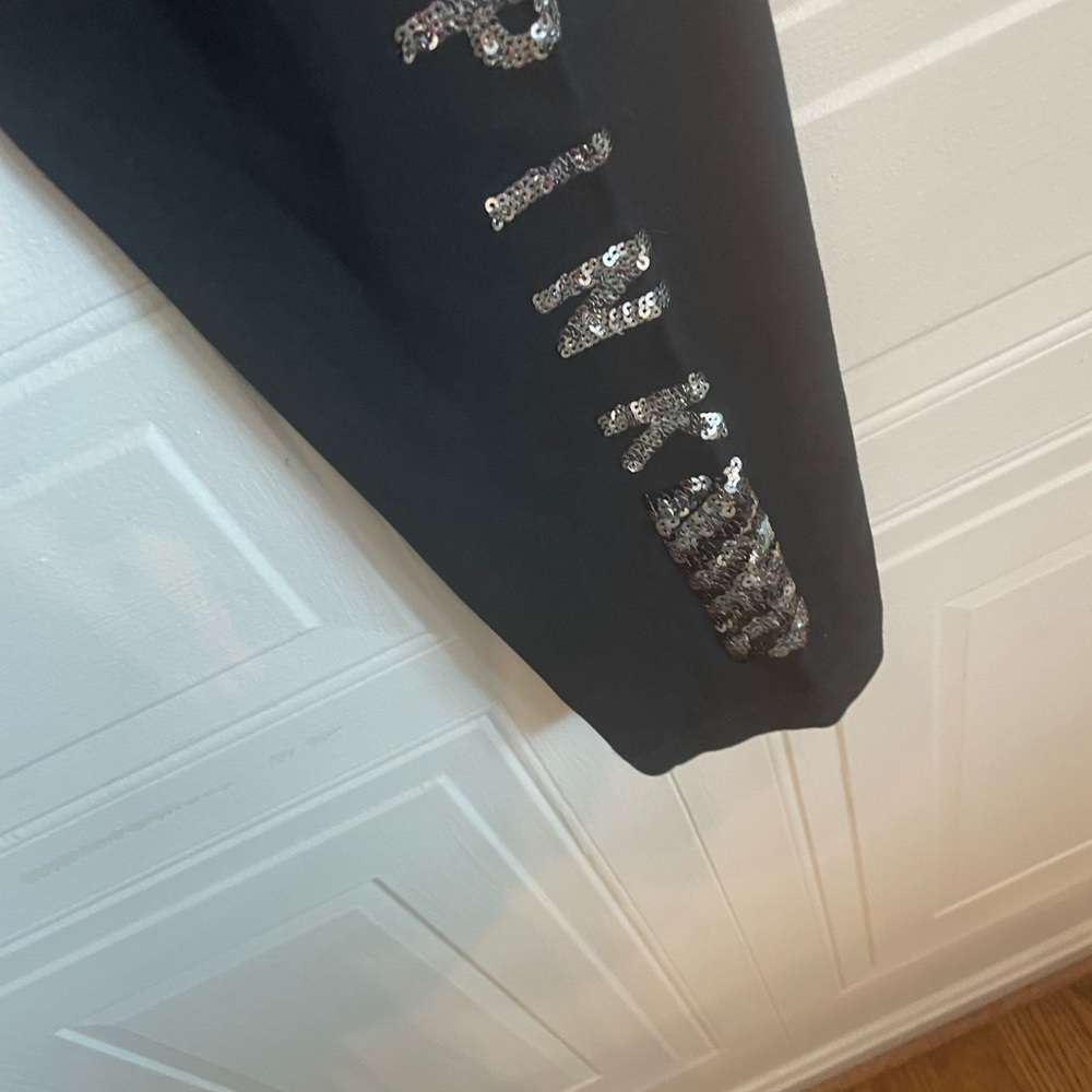 Black Leggings with Silver Sequin Stripes - Picture 3 of 9